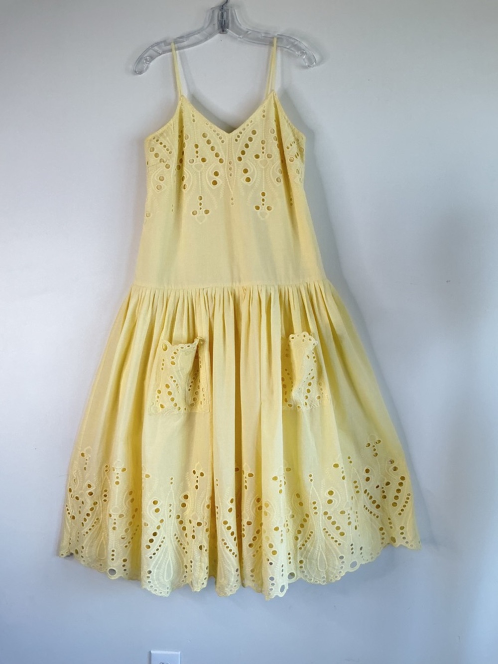 Hunter Bell Martin Eyelet Drop-Waist Yellow Embroidered Sundress Small - Picture 3 of 10
